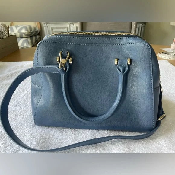 Furla blue leather crossbody satchel bag - Picture 6 of 16